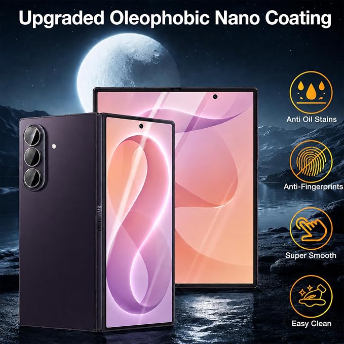 6 Pack for Samsung Galaxy Z Fold 7 / Z Fold 8 Ultra Screen Protector | with Camera Lens Protector, Touch Sensitive, Anti-Scratch, Case Friendly, Bubble-Free, HD Clear - Image 4