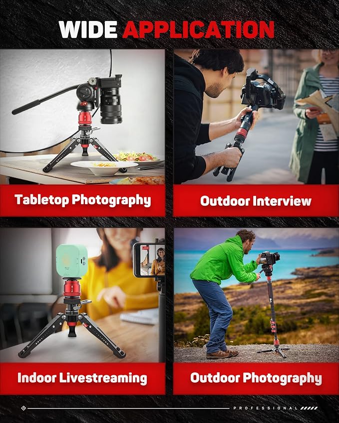 IFOOTAGE Cobra 3 Base-P Monopod Base with Pedal 10" Tripod | Aluminum Desktop Small Tripod for Camera with 1/4" & 3/8" Screws Compatible with Sony Nikon Canon DSLR Cameras, 17.64lbs - Image 7