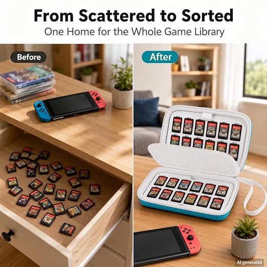 Game Card Case for Nintendo Switch, 72 Games and 144 MicroSD Cards, Cyan | Hard EVA Memory Card Organizer with Removable EVA-PVC Trays, Fitted Slots and Finger Grooves for Easier Browsing - Image 5