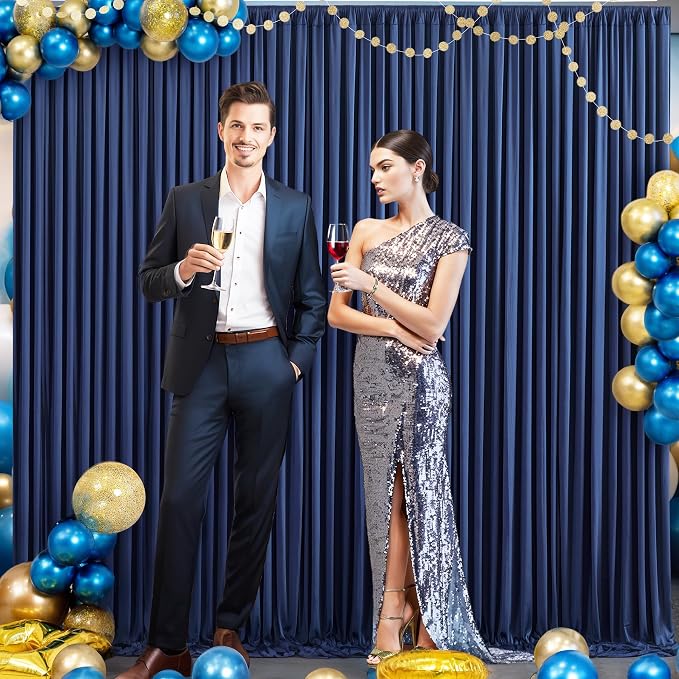 10 Panels Navy Blue Backdrop Curtain for Parties Wrinkle Free Photo Curtains Backdrop Drapes Fabric Decoration for Wedding Birthday Party Baby Shower 50ft(W) x 10ft(H) - Image 4