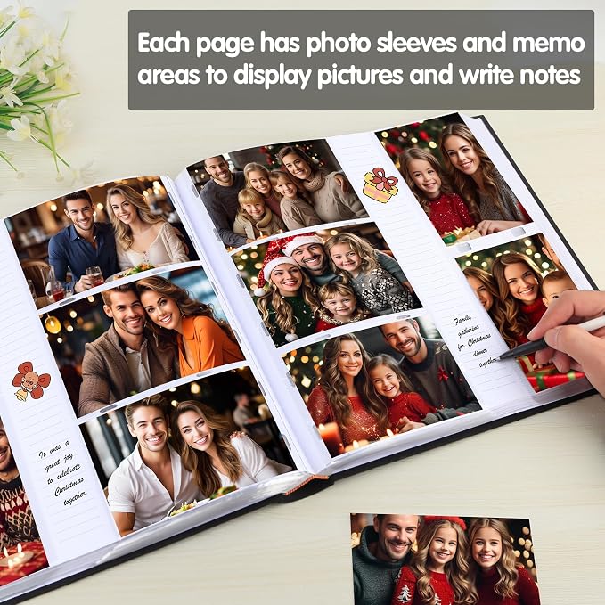 600 Pocket 4x6 Photo Album with Writing Space, Linen Cover, Black | Large Capacity, 4x6 Album Book, with Memo for Family, Wedding Baby, Travel Memories Graduation Pictures - Image 4