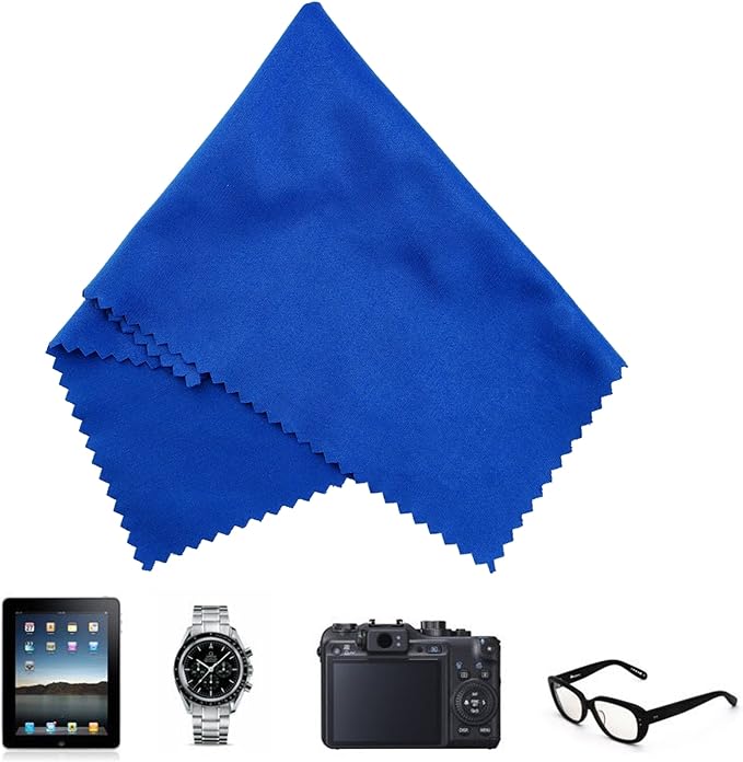 Eco-Fused Microfiber Cleaning Cloths - 10 Colorful Cloths and 2 White Cloths - Ideal for Cleaning Glasses, Spectacles, Camera Lenses, iPad, Tablets, Phones, LCD Screens (Blue/Grey) - Image 6