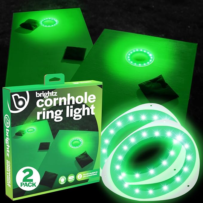 Brightz LED Cornhole Board Ring Lights, 2-Pack - 48-Hour Battery Life - Illuminate Your Game with Dazzling Glows and Ultimate Style for Non-Stop Evening Fun and Excitement (Includes Hole Lights Only) by Brightz