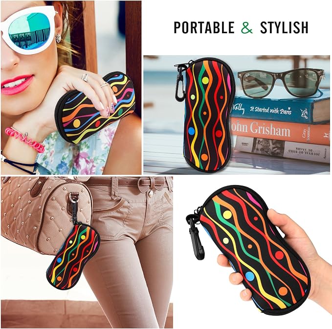 MoKo Sunglasses Soft Case Ultra Light Neoprene Zipper Eyeglass Case for Men Women - Image 6