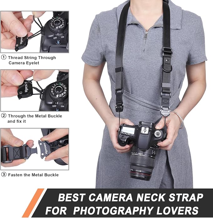 Vigorport Camera Strap, Crossbody Shoulder Strap, Camera Neck Strap with Quick Release Metal Buckle for DSLR/Binoculars - Image 6