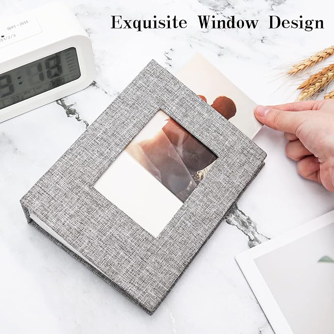 Vienrose 4x6 Photo Album,100 Pockets,Linen Cover with Window,Grey | Cover Window, Acid Free Pages, Linen Hardcover, Baby Wedding Family Photos - Image 4