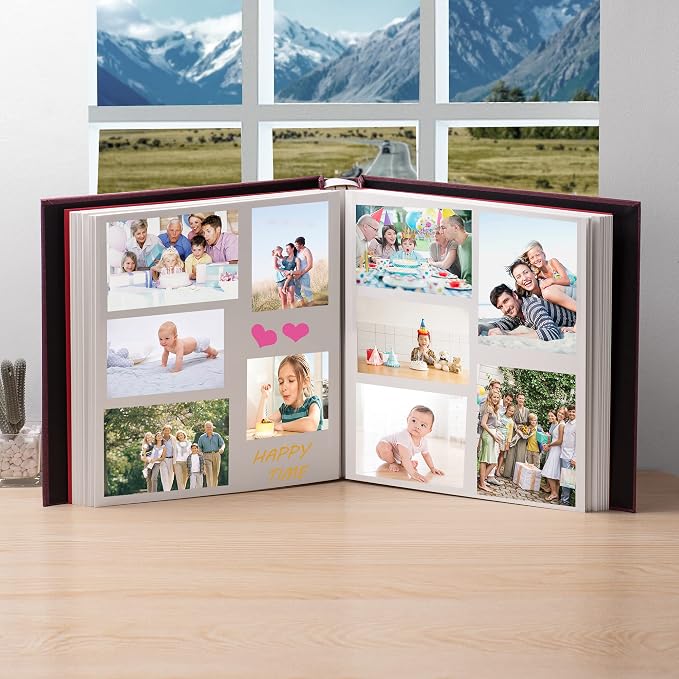 HoneyTolly Large Photo Album Self Adhesive, DIY Scrapbook Album for 600 Photos, 13"x12.6" 120 Pages Linen Cover Memory Book(Purple) - Image 3