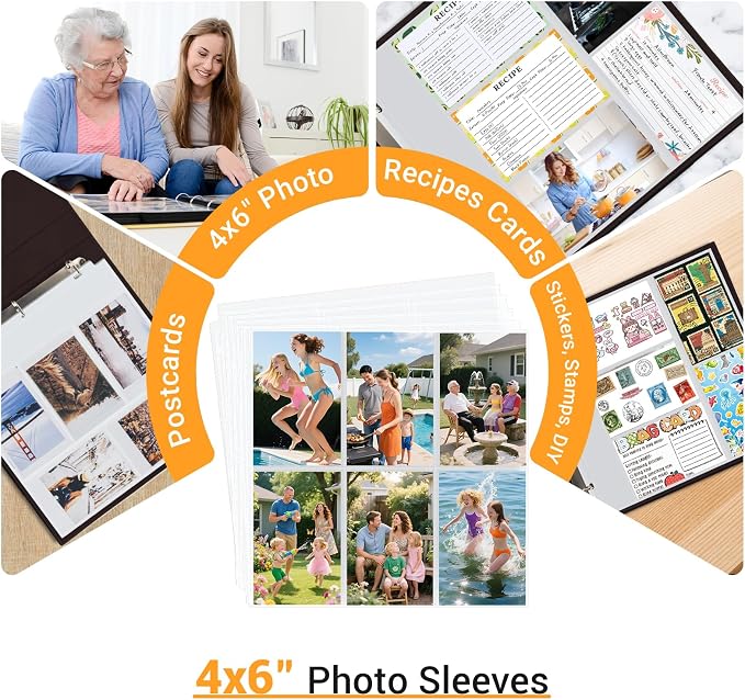 4x6 Photo Album Refill Pages for 3 Ring Binder, 20 Pack Vertical Clear Plastic Photo Sleeves, Holds 240 Photos, Acid-Free Page Protectors, Large Capacity Family Wedding Anniversary Baby Picture Albums - Image 5