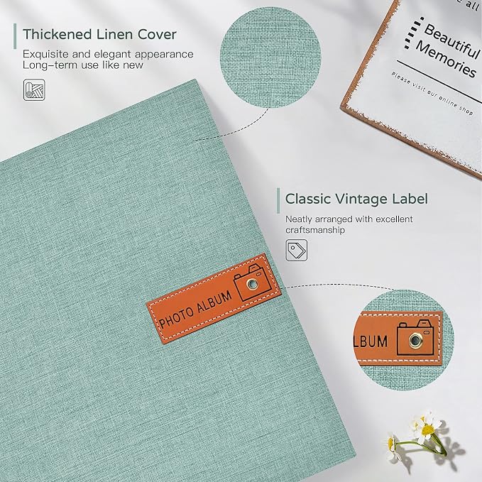 Popotop Large Photo Album Self Adhesive 4x6 5x7 8x10 Scrapbook Album DIY Picture Book,Gifts for Mom,Family Baby and Wedding,with Metal Pen and Plastic Board - Image 3