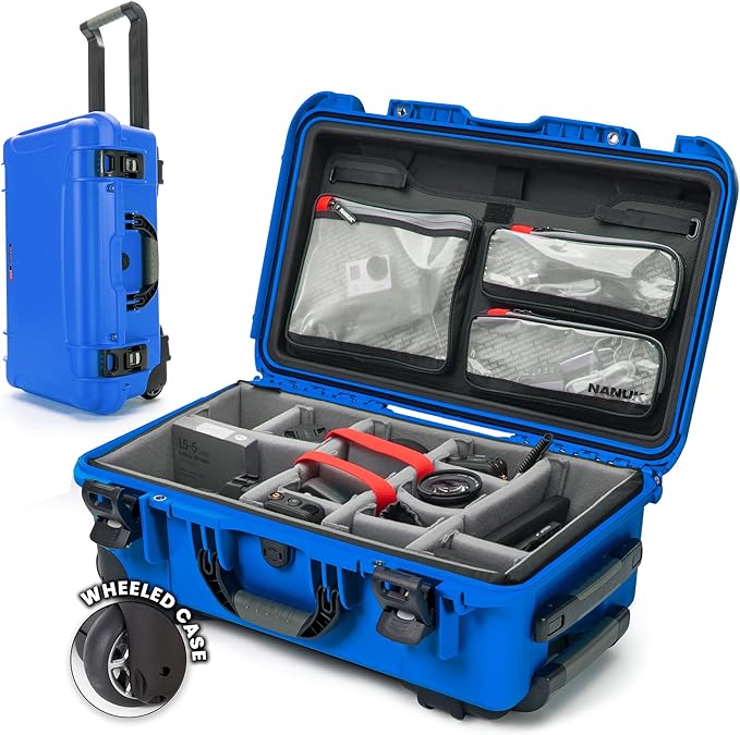 Nanuk 935 Pro Photo Kit – Waterproof Travel Camera Hard Case with Padded Dividers and Wheels, 22” x 14” x 9” - Dustproof and Impact Resistant, Airline Carry-On Approved – Blue | 22” x 14” x 9”, Protects Cameras & Lenses During Travel, Padded Dividers, ... by NANUK