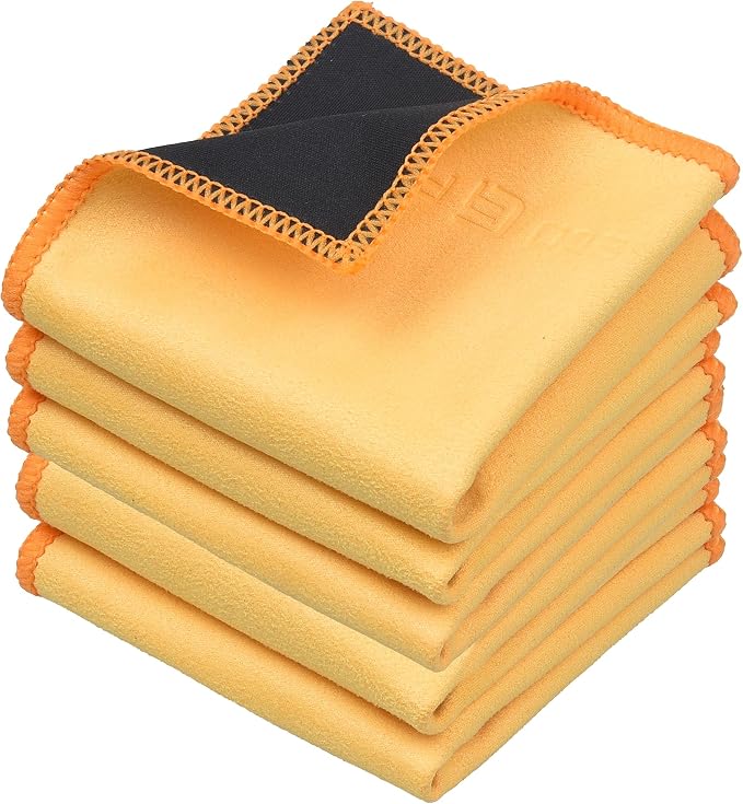 Eco-Fused Microfiber Cleaning Cloths Double-Sided - 5 Pack - 6.6 x 6.2 inch - Microfiber and Suede Cloth for Smartphones, LCD TV, Tablets, Laptop Screens, Camera Lenses (Yellow) by Eco-Fused