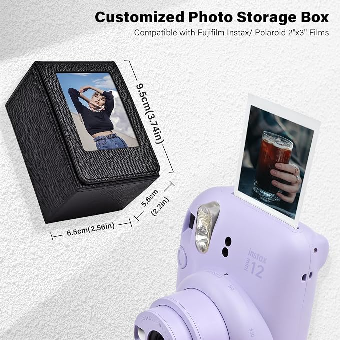 2x3 Inch Photo Holder Compatible for Instax Mini EVO/Liplay/SE/12/11/13/41/40/99/90/9/8/7S Camera Films, 3 Inch Film Storage Box, Photo Case Accessories Can Hold 50 PCS Picture - Black - Image 3