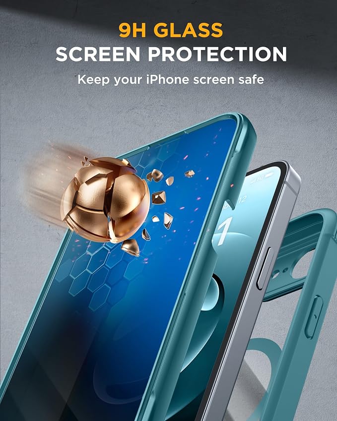 miracase for iPhone 17e & 16e Case with Built-in Private Screen Protector, [Magnetic with MagSafe] Full-Body Phone Cover Military Drop Proof 17 E/ 16 E Bumper 6.1 inch, Green - Image 4