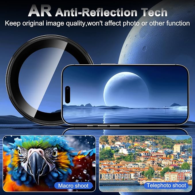 Meshine for iPhone 17 Pro/17 Pro Max Camera Lens Protector,Scratch Proof,Strong Adsorption,9H Hardness with Metal Ring Camera Cover,Ultra Thin Case Friendly, Accessories Lens Protector,Black - Image 4