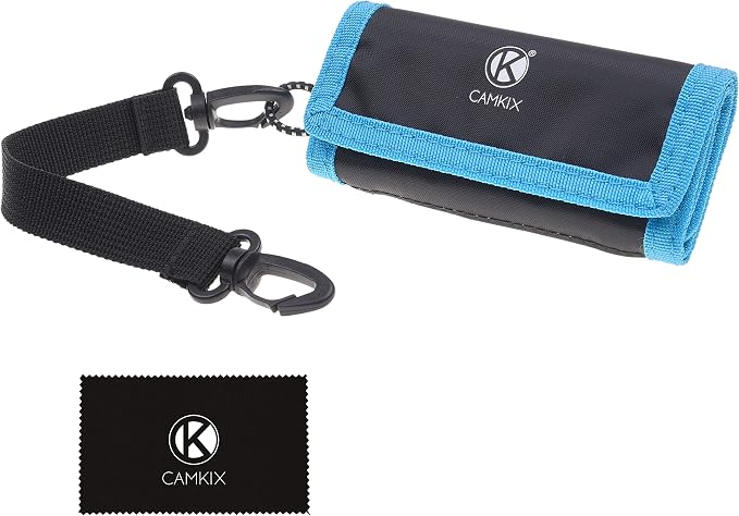 Memory Card Wallet - SD Card Storage - Slim and Foldable with Transparent Slots - Can Carry Up to 15 SD Cards - Straps with Tether Included - (Black/Blue) - Image 8