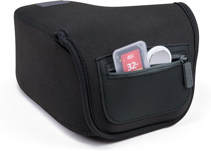 USA Gear Camera Sleeve (Large) for Mid-Size SLRs Compatible with Sony A7 V, Canon EOS R6 Mark II, Nikon Z 6III & more - Padded Neoprene DSLR Case with Zipper Accessory Pocket & Belt Loop (Black) - Image 4