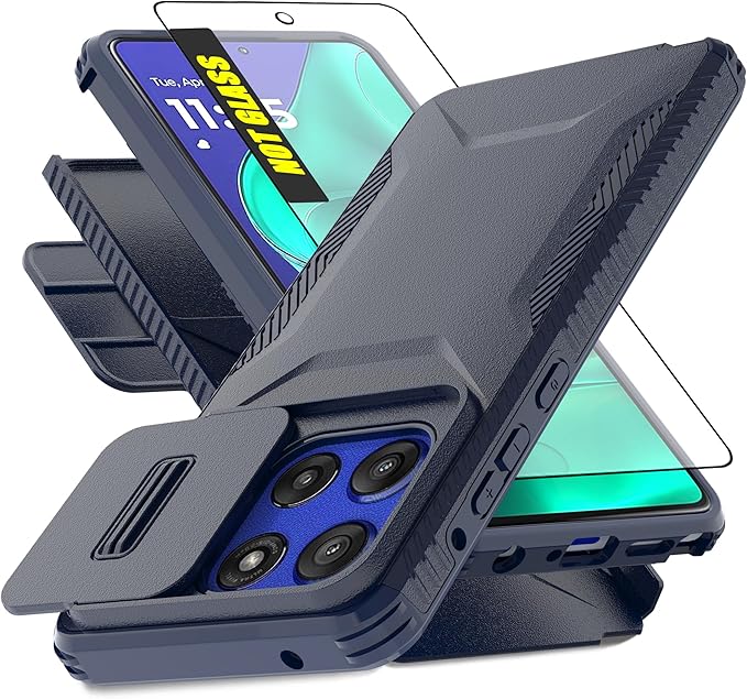 for Motorola G Stylus 5G 2025 Case with Built-in Slide Camera Cover & Screen Protector, [2 in 1] Heavy Duty Rugged Shockproof Protective Cover for Moto G Stylus 5G 2025(Blue) by AWZHYDT