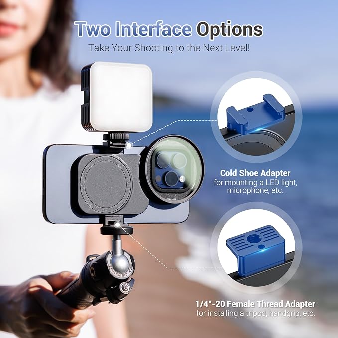 JJC CPL Filter for iPhone, Lens Mount Adapter with 67mm Polarizing Filter | Magnetic Lens Attachment for iPhone 16 15 14 Pro Max Plus, with 1/4" Screw & Cold Shoe, Ideal for Vlog/Video/Photography - Image 5