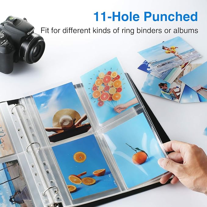 Sooez 30 Pack 3.5x5 Photo Sleeves for 3 Ring Binder, Hold 240 Pictures | Heavy Duty Plastic Binder Sleeves, Photo Album Refill Pages, Acid Free Archival Page Protector, Binder Inserts for Postcard - Image 3