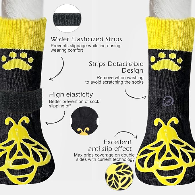 EXPAWLORER Anti Slip Dog Socks to Prevent Licking Paws, Dog Shoes for Hot Pavement, Dog Booties for Small Medium Large Senior Dogs, Traction Control Boots & Paw Protectors for Hardwood Floors - Image 2