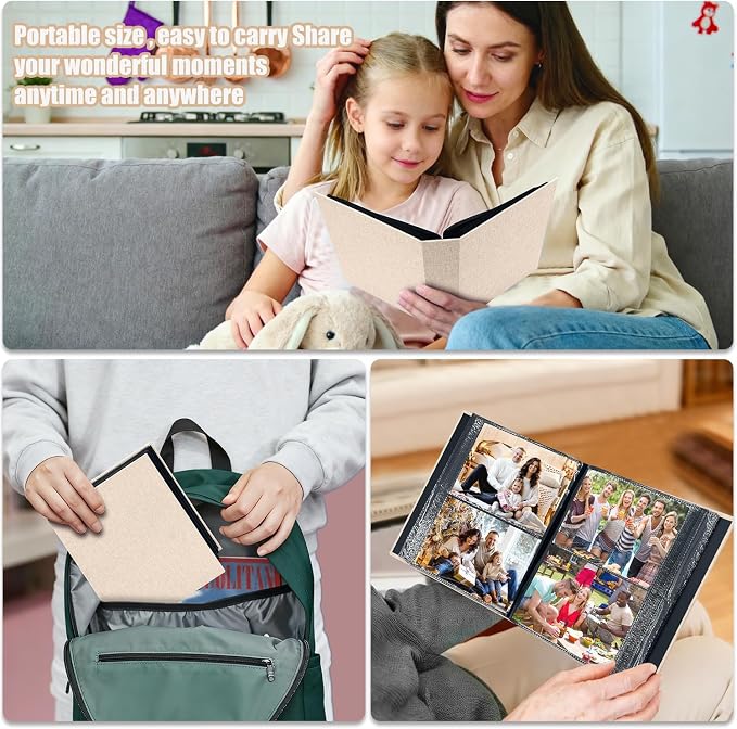 Photo Album 4x6 200 Pockets for Wedding Gifts,Linen Hardcover Picture Albums for Family Anniversary Baby Vacation Pictures - Image 6