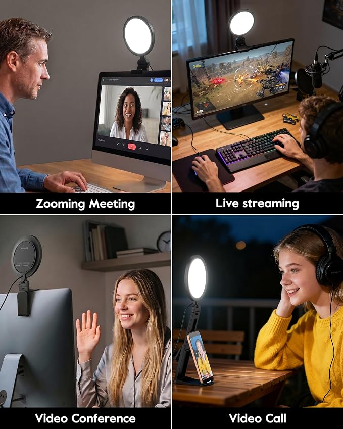 2 Pack Zoom Lighting for Computer, Laptop, Monitor & Webcam | Eye-Caring, 5"Small Lighting, for Video Call, Conference, Streaming, 50 Modes, CRI>97.8 - Image 3