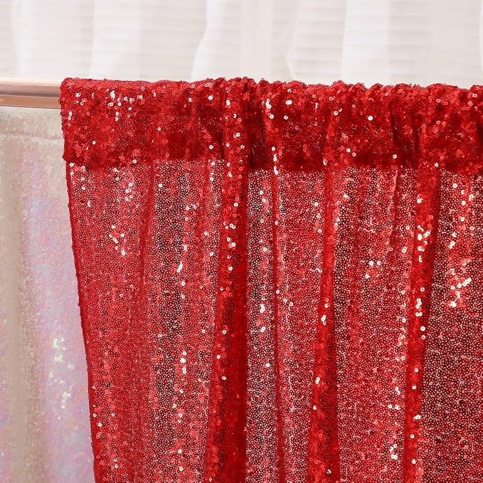 Poise3EHome Red Sequin Backdrop,5FT x 7FT Glitter Photography Background for Party Decoration - Image 5