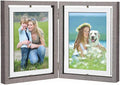 4X6 Rotating Picture Frame Collage Wooden 4x6 Double-Sided Picture Frame Multiple Desktop Display, Gray Hinges Foldable Family Photo Frames Office Desk Decor Gifts for Women Her Moms by Aosemili