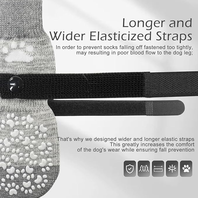 EXPAWLORER Anti Slip Dog Socks to Prevent Licking Paws, Dog Shoes for Hot Pavement, Dog Booties for Small Medium Large Senior Dogs, Traction Control Boots & Paw Protectors for Hardwood Floors - Image 3