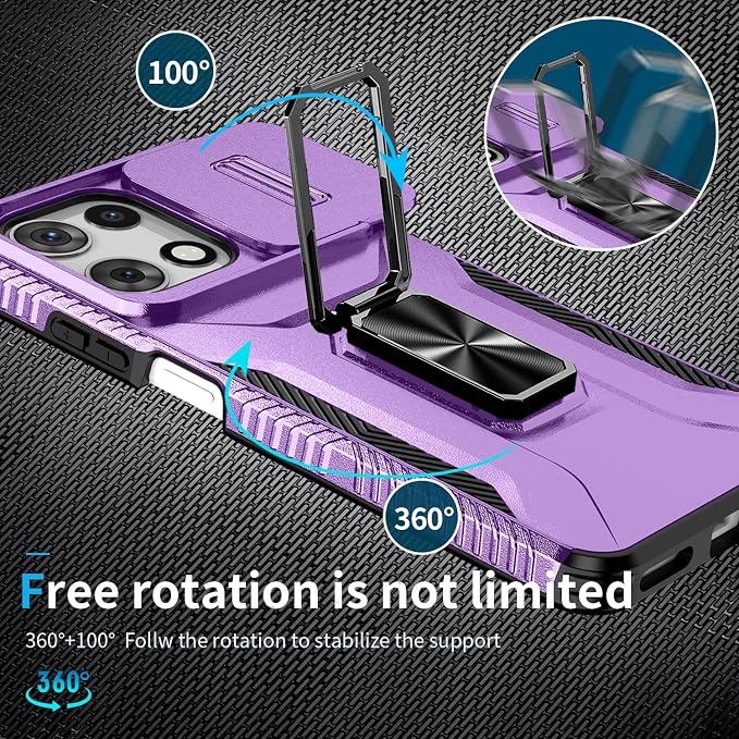 for Moto G 5G 2025 Case,with Sliding Camera Lens Cover,HD Screen Protector,360° Rotating Ring Kickstand,AYMECL Military-Grade Shockproof Protective Cover for Motorola Moto G 5G 2025,Purple - Image 5