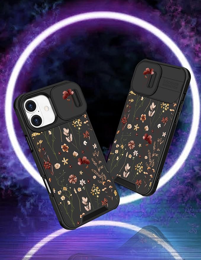 for iPhone 16 Case - Women Cute Phone Cover Girly Pretty Fancy Unique Aesthetic Design Slide Camera Cover Protective Case for Apple for iPhone 16,Flowers Floral - Image 4
