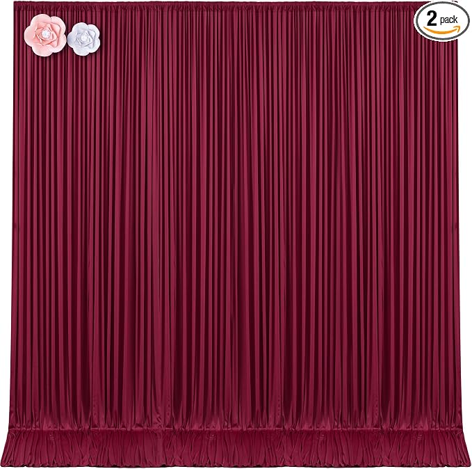 10x12 Burgundy Backdrop Curtains for Wedding Party Wrinkle Free Backdrops Curtain Drapes Fabric Decorations Maroon Photo Back Drop Cloth for Baby Shower Photography Stage Reception 5ft x 12ft,2 Panels by Tao-GePartyDecorations