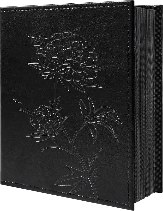 Vienrose 4x6 Photo Album Holds 200 Photos Vegan Leather Cover | Horizontal pockets, Black, Large capacity, Family Wedding Baby Travel, Anniversary by Vienrose