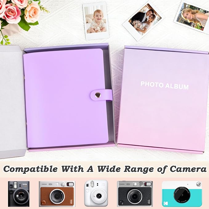320-Pocket Photo Album for Polaroid 2x3" & Instax Mini Photos Purple | Gift-Ready Packaging, Beautiful Photo Book, Safely Keep Your Wedding-Anniversary-Birthday-Travel Memories or Mini Cards - Image 5