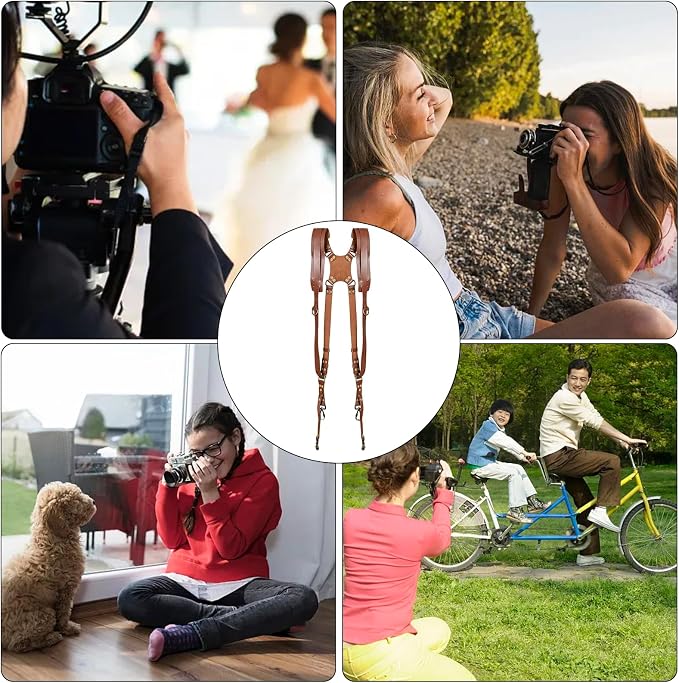 Camera Harness, Dual Camera Harness for Photographers, Leather Camera Strap for Two-Cameras for DSLR/SLR Strap - Image 6