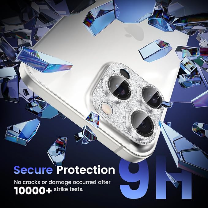 Tensea for iPhone 16 Pro Max/16 Pro/14 Pro Max/14 Pro Camera Lens Protector | Metal Bling Aluminum Alloy Tempered Glass Cover Camera Screen Protector Accessories, Case Friendly - Image 4