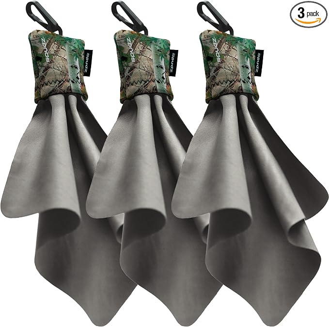 SPUDZ Ultra Microfiber Lens Cleaner with Closeable Bottom – Clip-On Pouch, Washable – for Binoculars, Scopes, Glasses, Screens | Ultra Alpine Mountain Camo, 6 x 6 Inch (3-Pack) by SPUDZ