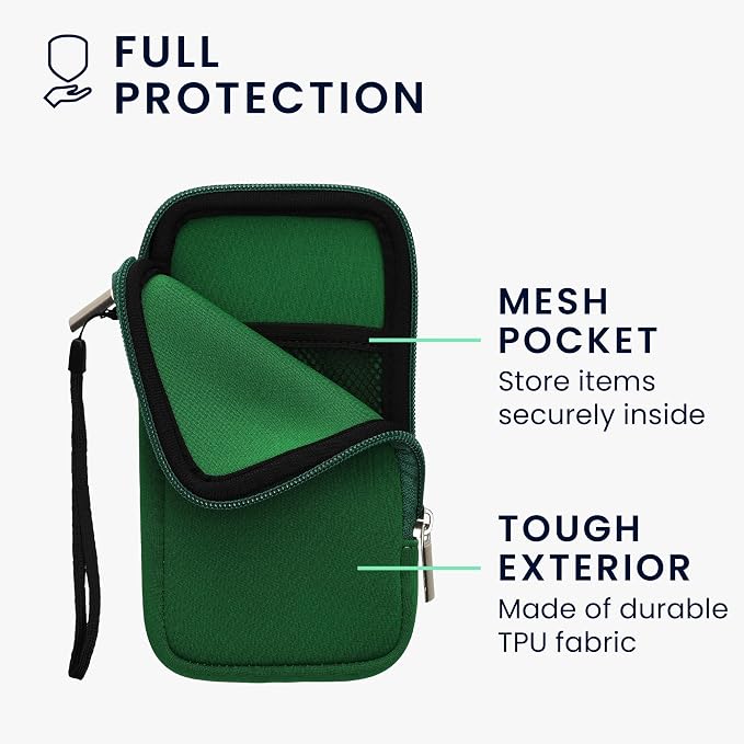 kwmobile Universal Phone Pouch Size XL - 6.7/6.8" - Neoprene Smartphone Pouch with Zip - Water-Repellent Mobile Phone Case - Sleeve in Moss Green - Image 3