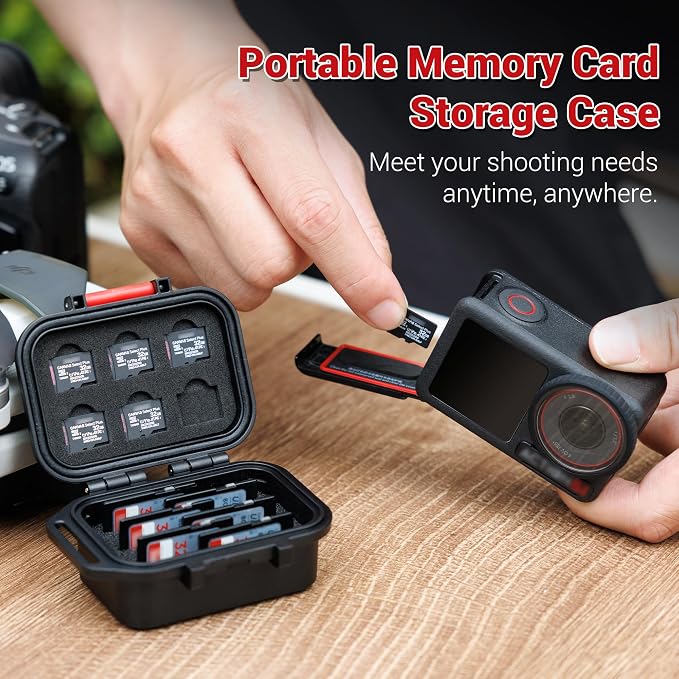 Portable Small IP67 Waterproof Memory Card Case with 12 Slots | Waterproof,with Strap,Vertical Design,Travel Camera Memory Card Holder,for 6 SD SDXC SDHC CFexpress Type A & 6 TF MSD Cards - Image 7
