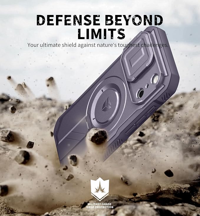 Dexnor for iPhone 17 Pro Case, [Built-in Flip Camera Cover & Camera Control Cover & Kickstand], Compatible with MagSafe, Heavy-Duty Rugged Shockproof Magnetic Phone Cover, 6.3 inch Phantom Purple - Image 6