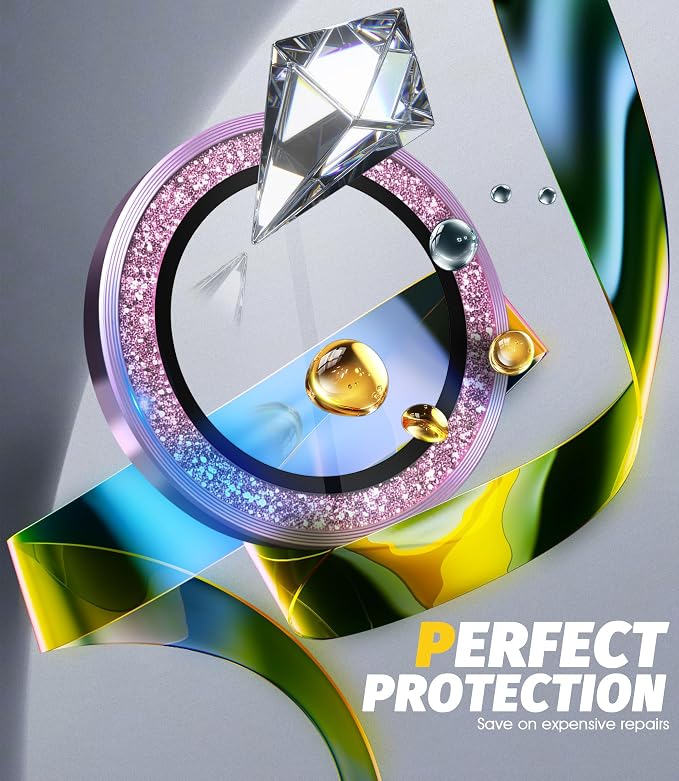Orzero (2 Sets) Camera Lens Protector for Samsung Galaxy Z Fold 8, [EZ Install] [Case-Friendly] 9H Tempered Glass Bling Lens Cover Accessories, Military-Grade Shockproof, HD Clarity Anti-Glare - Glitter Purple - Image 4
