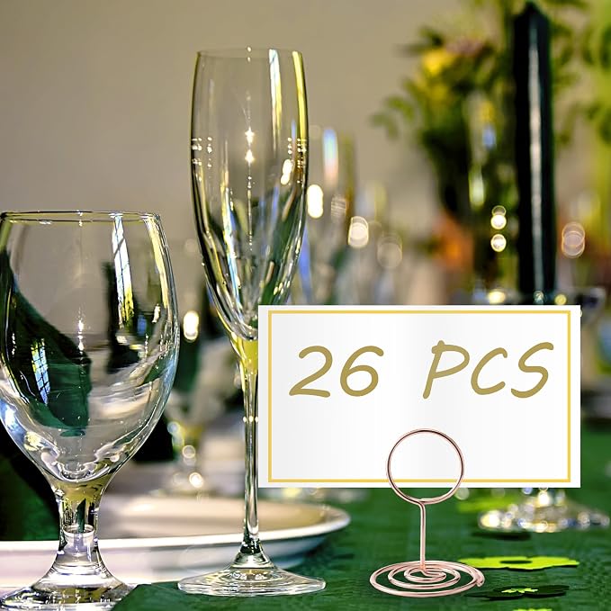 Table Number Holders, 26PCS Place Card Holder, Photo Holder (2" Rose Gold) | Cards Stand Name Menu Clips, Small Size Table Sign Card Holders for Centerpieces Wedding Birthday Party - Image 3