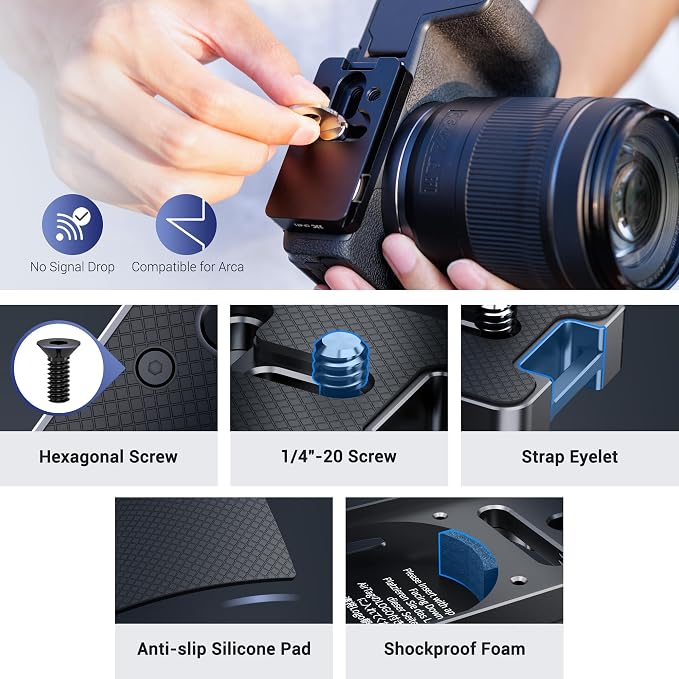 Quick Release Plate for AirTag for Canon Sony Nikon Fujifilm & More Camera | Metal,w 1/4"-20 Screw & Arca-Type Design,for AirTag Hidden-in Camera Mount Baseplate,for Canon Sony Nikon Fuji Camera Tripod - Image 5