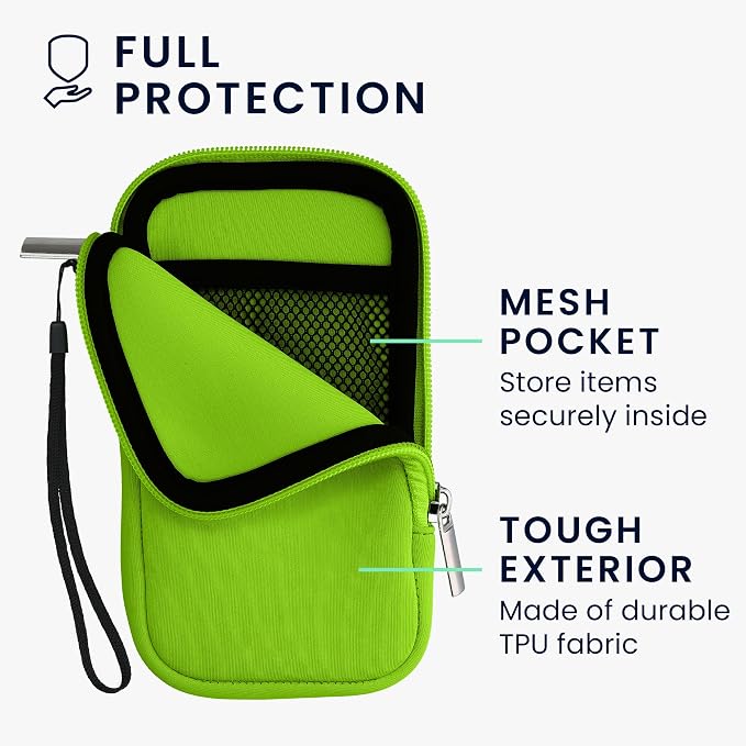kwmobile Universal Phone Pouch Size L - 6.5" - Neoprene Smartphone Pouch with Zip - Water-Repellent Mobile Phone Case - Sleeve in Neon Green - Image 3