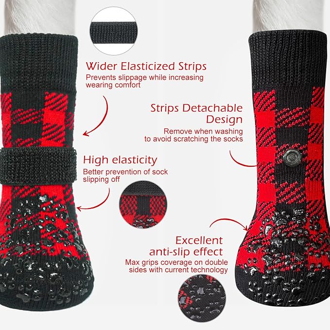 EXPAWLORER Anti-Slip Dog Socks-Double Sides Grips Traction Control on Hardwood Floor,Dog Shoes for Hot/Cold Pavement,Best Paw Protector,Prevents Licking,for Puppy Small Medium Large Senior Dogs - Image 2