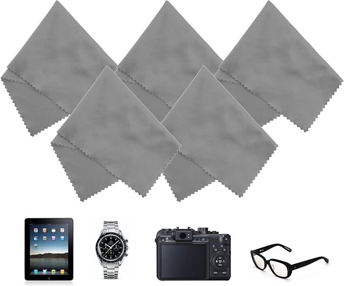 Eco-Fused Microfiber Cleaning Cloths - 10 Colorful Cloths and 2 White Cloths - Ideal for Cleaning Glasses, Spectacles, Camera Lenses, iPad, Tablets, Phones, LCD Screens (Blue/Grey) - Image 5