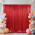 SquarePie 6x8ft Red Sequin Backdrop, High Density Non-Transparent Glitter Curtain for Photography, Birthday, Wedding Party Decorations, Thick Solid Background with 4" Rod Pocket, 1 Panel by SquarePie