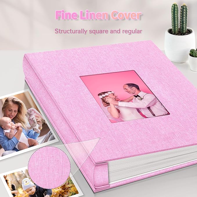 Artfeel Photo Album 4x6 with 600 Pockets,Slip-in Picture Albums,Linen Cover Memory Book with Front Window,White Page Vertical Photo Book for Wedding,Family,Anniversare,Baby,Vacation - Image 6