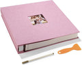 HoneyTolly Large Photo Album Self Adhesive, DIY Scrapbook Album for 600 Photos, 13"x12.6" 120 Pages Linen Cover Memory Book(Pink) by HoneyTolly