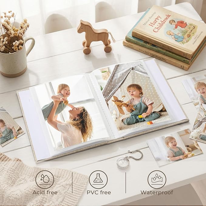 Vienrose 4x6 Mini Photo Album, 2 Pack, 52 Photos, Beige | Linen Cover, Photo Book, Baby Memory Book, Artwork Postcards Storage - Image 5